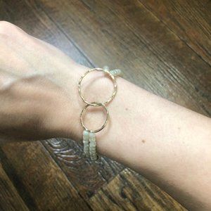 Double Strand Crystal Bracelet with Gold Circles